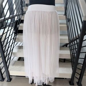 Elegant Cream Tulle Midi Skirt size S
